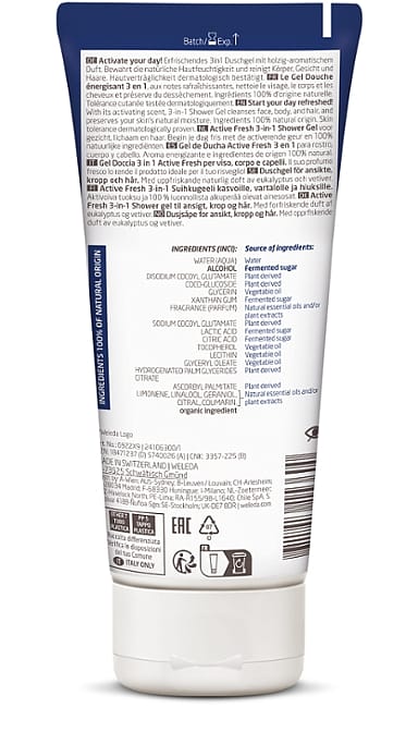 Мужской гель для душа 3 в 1 ACTIVE FRESH